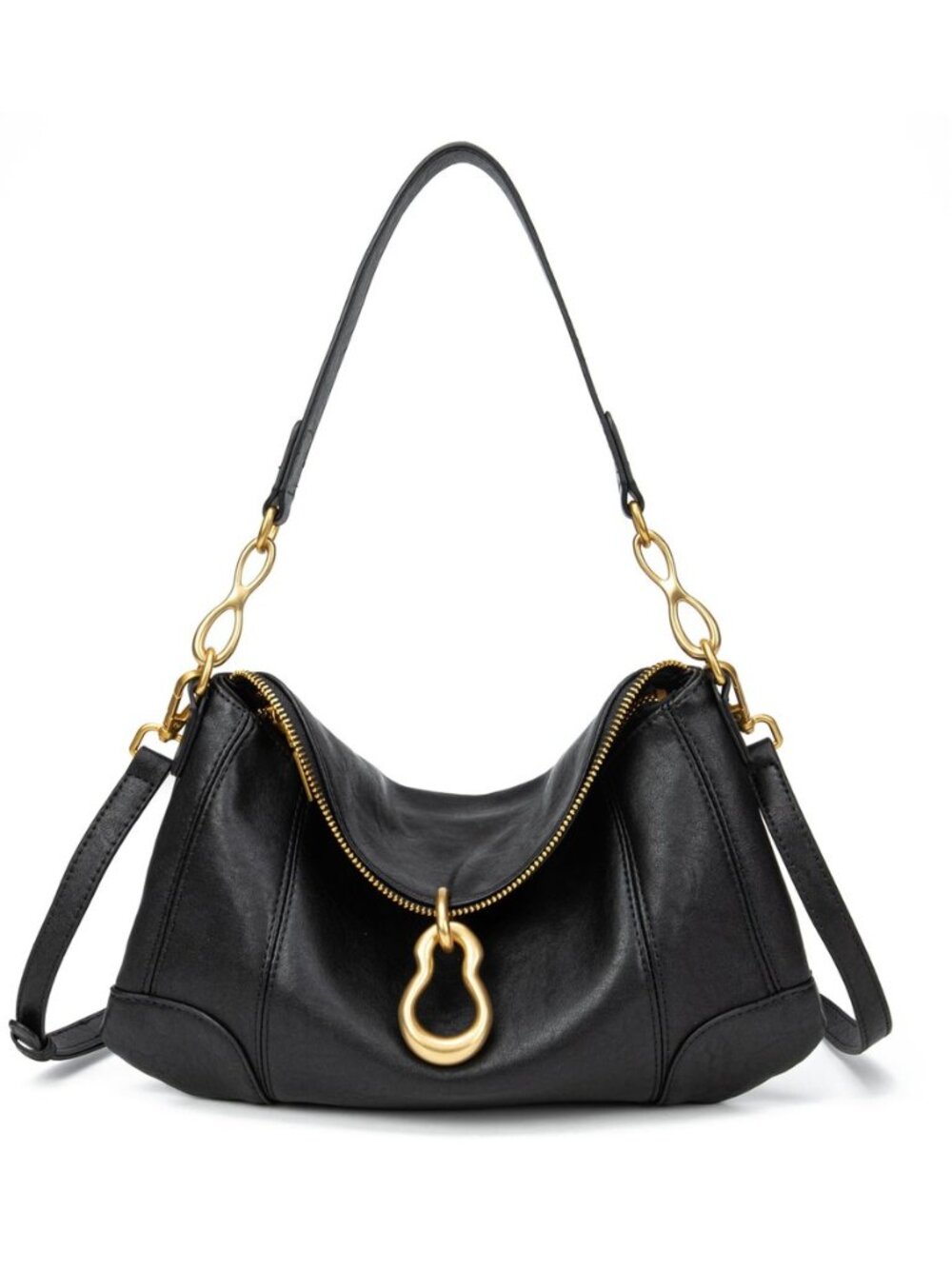 Small Hobo Shoulder Bag for Women, Retro Metal Pendant Satchel Purse